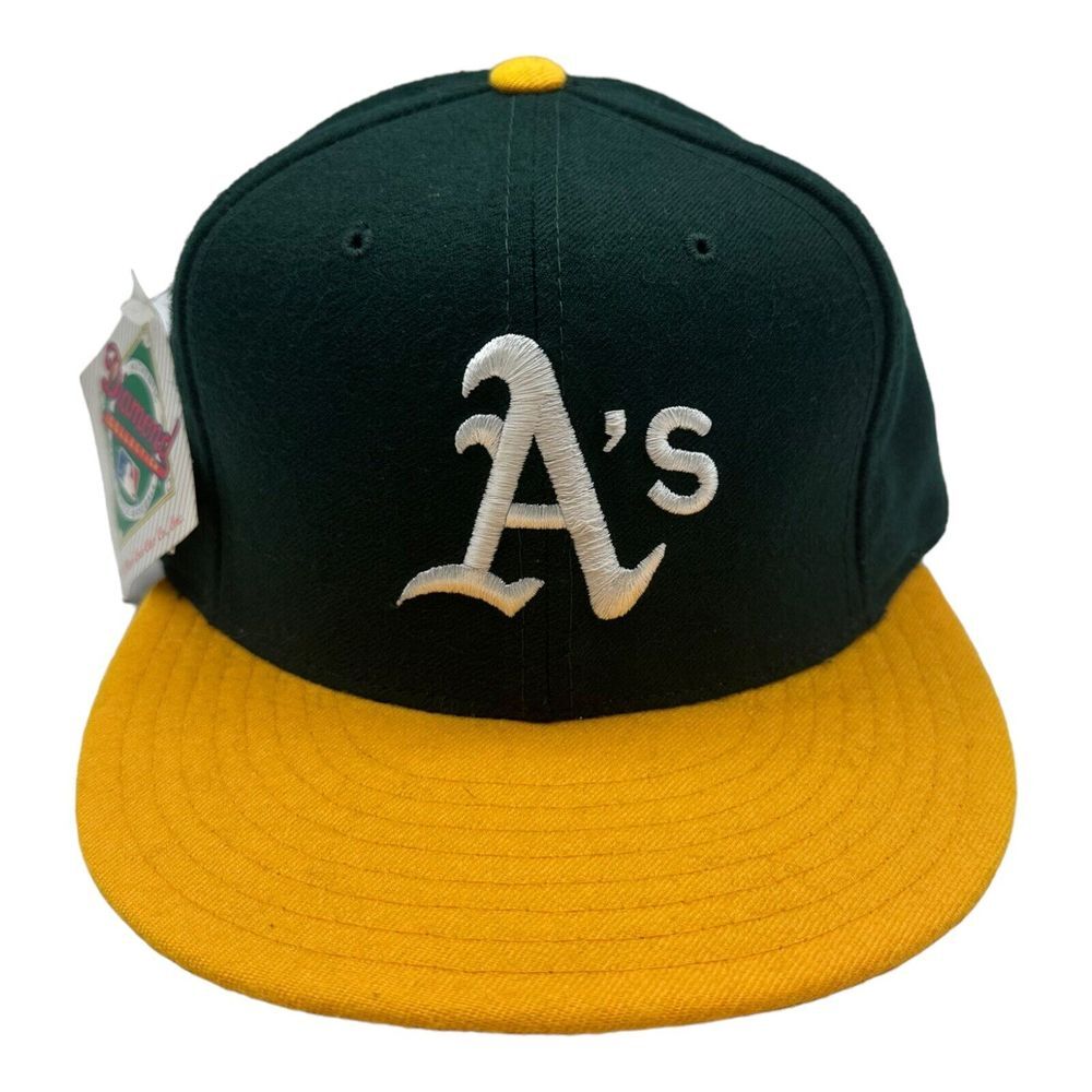 VTG 90s New Era Pro Model Oakland Athletics A's Fitted Hat Cap USA Made Sz 6 3/4